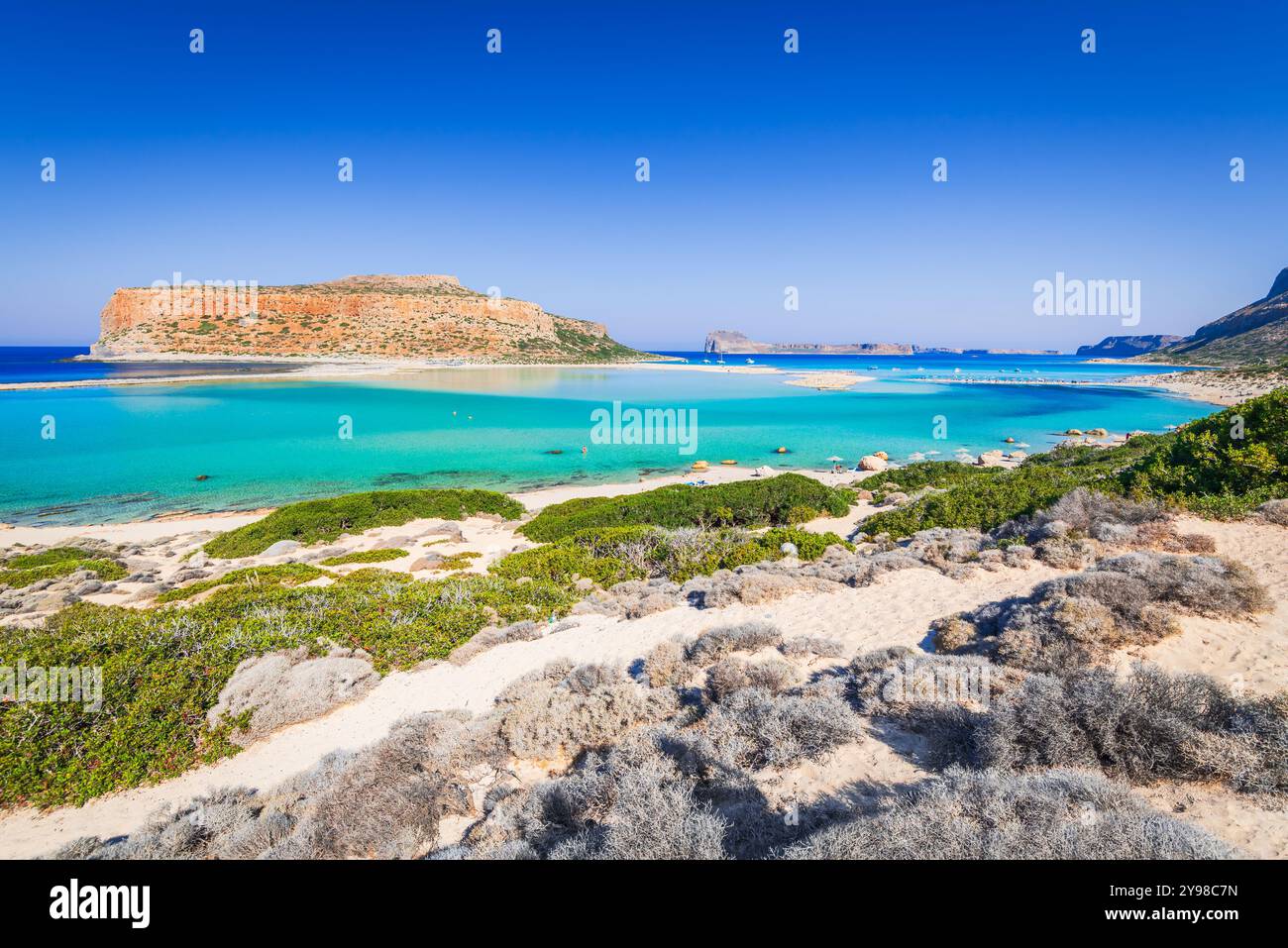 Kreta, Griechenland. Balos Lagune und Gramvousa Insel, Ägäis wunderschönes tropisches Sommerziel Stockfoto