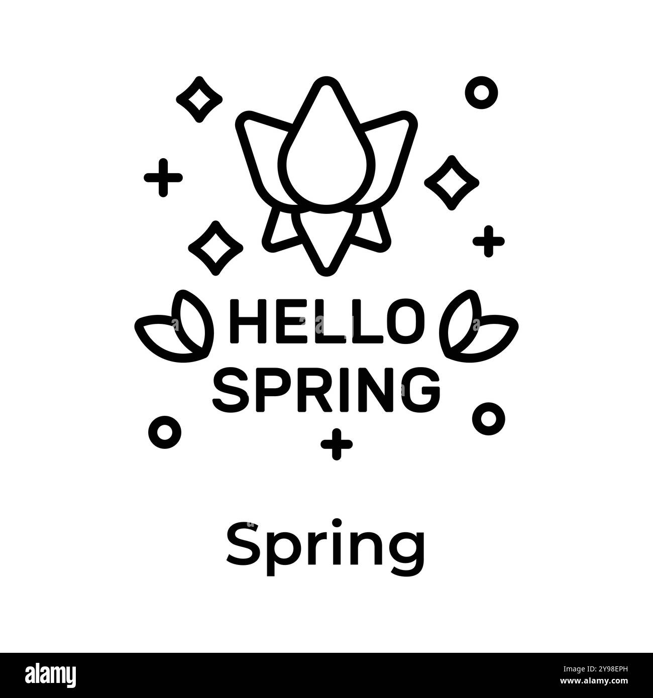 Blume mit Blättern, die das Konzept der Frühlingssaison symbolisieren, Hello Spring icon Design Stock Vektor