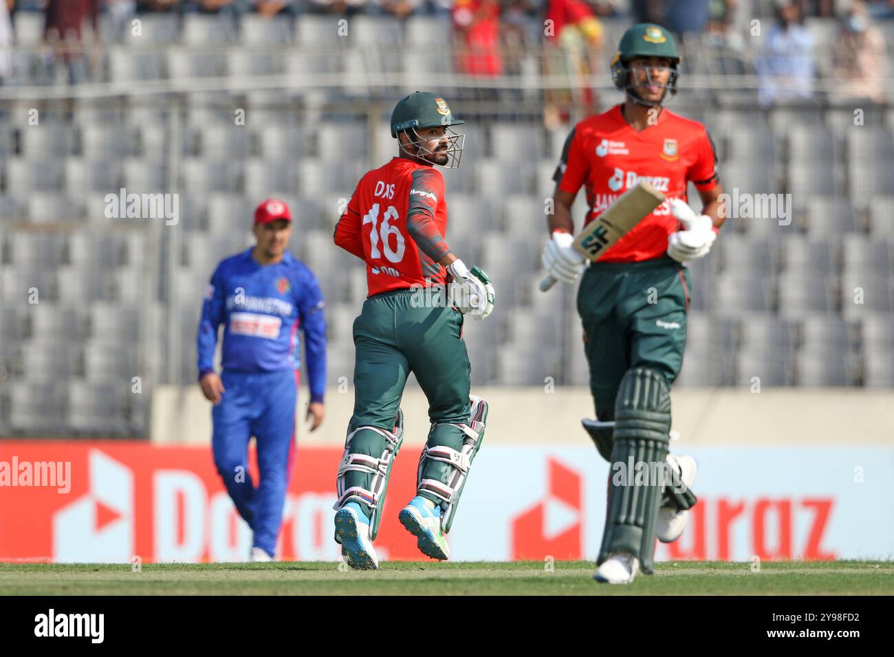 Litton das (M) während des zweiten T20-Spiels von zwei Spielserien in Bangladesch und Afghanistan im Sher-e-Bangla National Cricket Stadium in Mirpur, Dhaka, Stockfoto