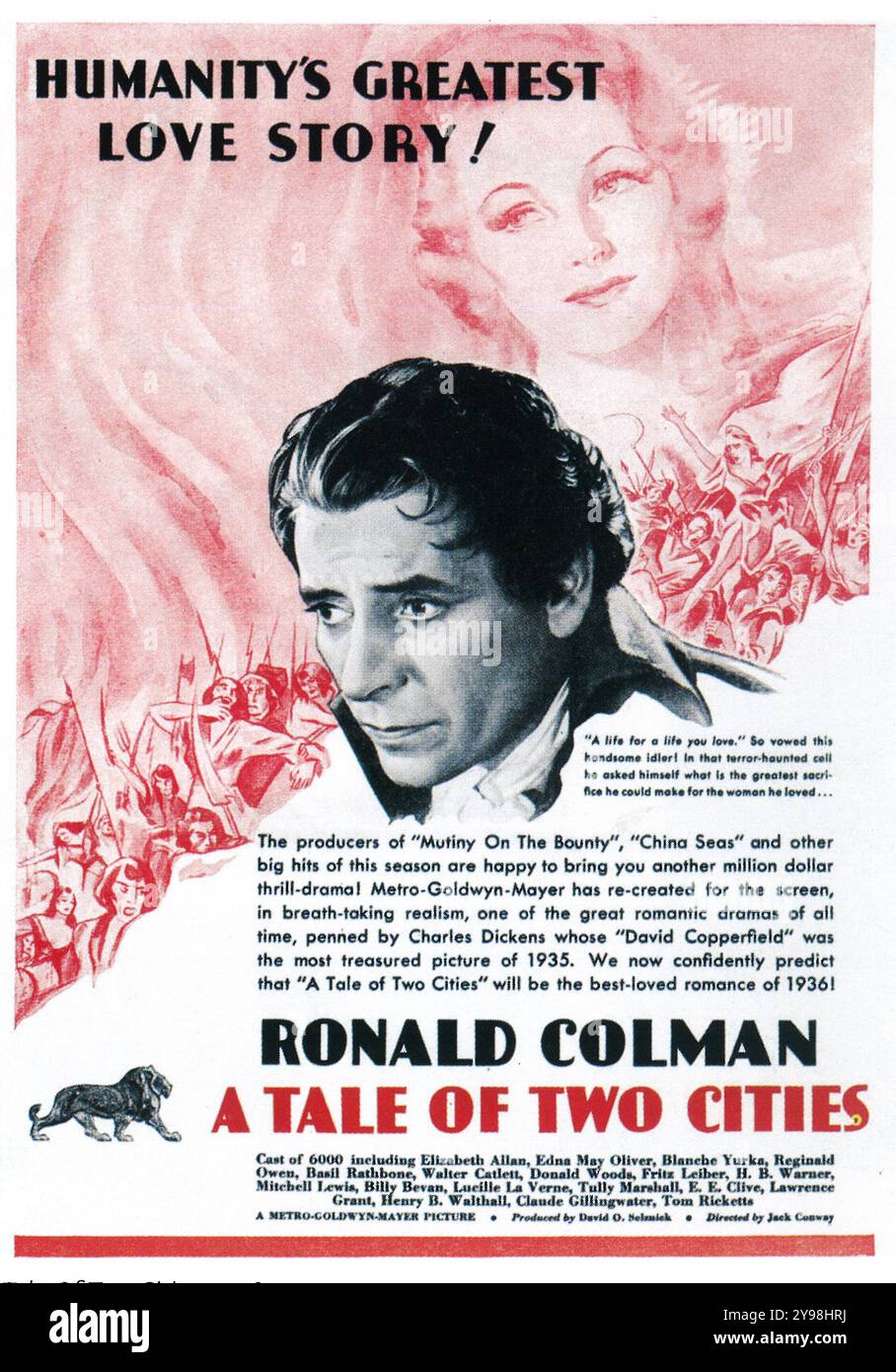 1935 A Tale of Two Cities Filmplakat nach Charles Dickens Roman von 1859. Mit Ronald Colman und Elizabeth Allan. Regie führte Jack Conway Stockfoto