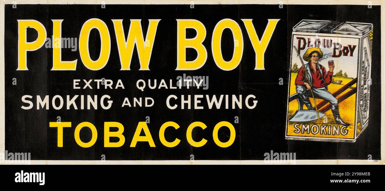 Vintage Plow Boy Werbeplakat (ca. 1900) Rauchen und Kautabak Stockfoto