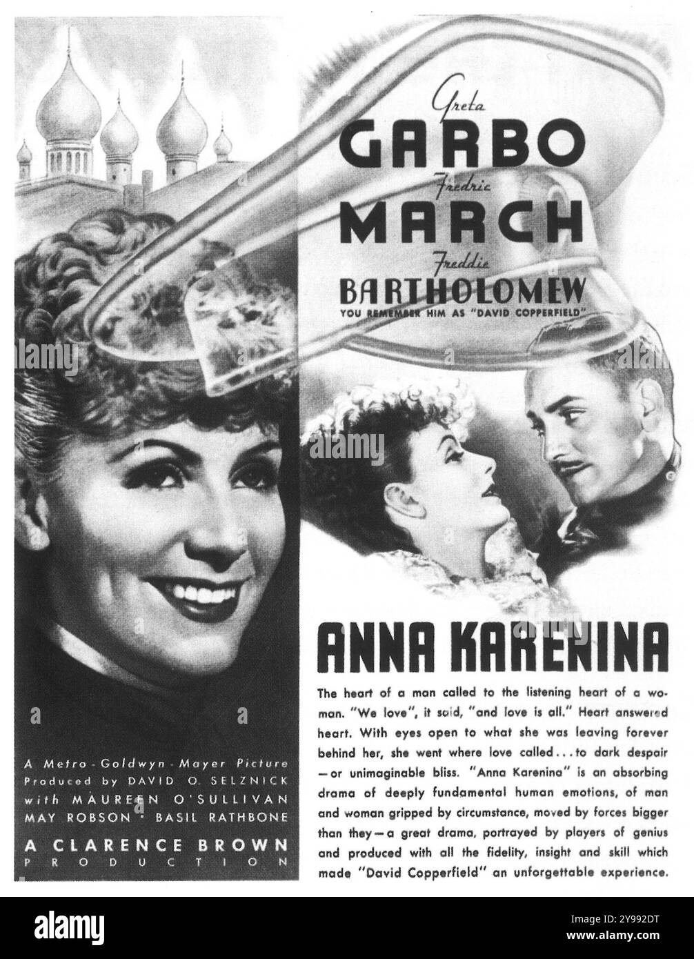 1935 Anna Karenina Metro-Goldwyn-Mayer Filmverfilmung des Romans von Leo Tolstoi aus dem Jahr 1877 unter der Regie von Clarence Brown. Mit Greta Garbo Stockfoto