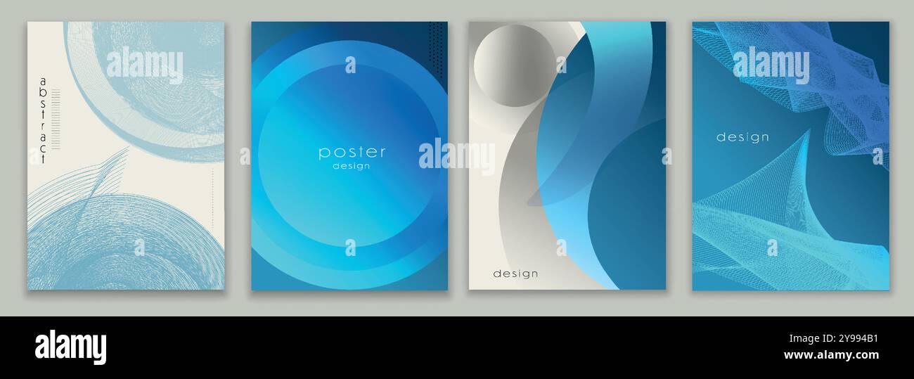 Stellen Sie Poster oder Tapeten der Kollektion mit abstrakten Verlaufsformen auf. Broschürenbanner Faltschablone. Hintergrund der Abdeckung. Vektor-moderne Kulisse. Design Stock Vektor