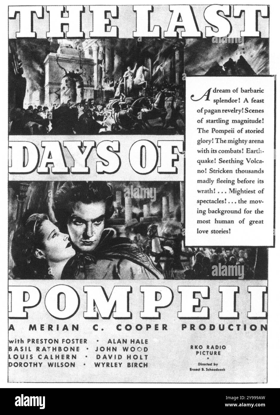 1935 das Filmplakat "die letzten Tage von Pompeji". RKO Radio Pictures Film mit Preston Foster; Regie: Merian C. Cooper und Ernest B. Schoedsack Stockfoto
