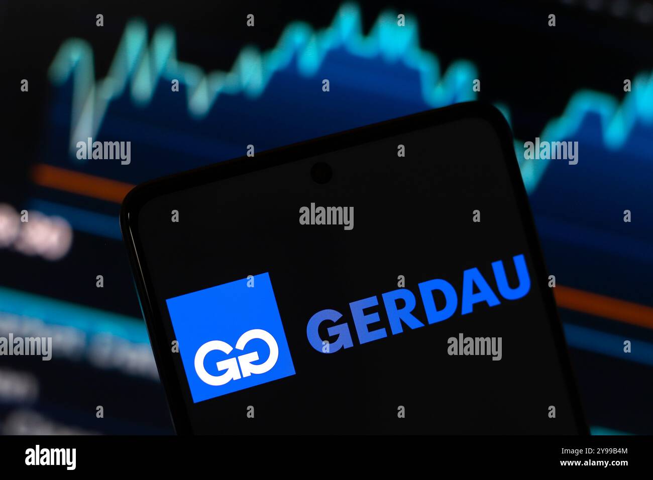 September 2024, Paraguay. In dieser Abbildung wird das Gerdau-Logo auf einem Smartphone-Bildschirm angezeigt Stockfoto