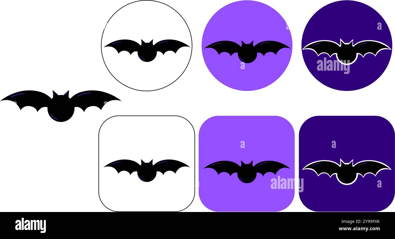 Schwarzes Papier, das als bat-Logo ausgeschnitten wurde und in den Fokus gerückt wurde, um Hilfe zu fordern. Isoliertes bat-Logo. In Schwarzweiß verarbeitet. Abbildung: Fledermaus-Logo vecto Stock Vektor