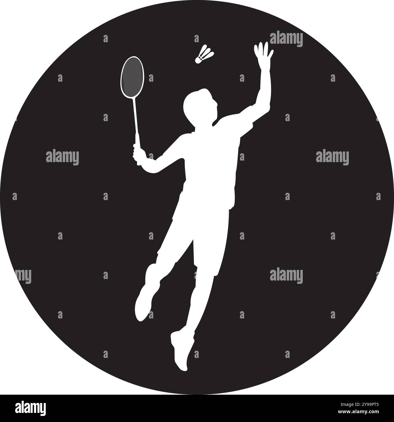 Silhouettensymbol einer Person, die Badminton spielt Stock Vektor