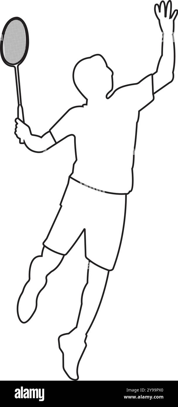 Silhouettensymbol einer Person, die Badminton spielt Stock Vektor