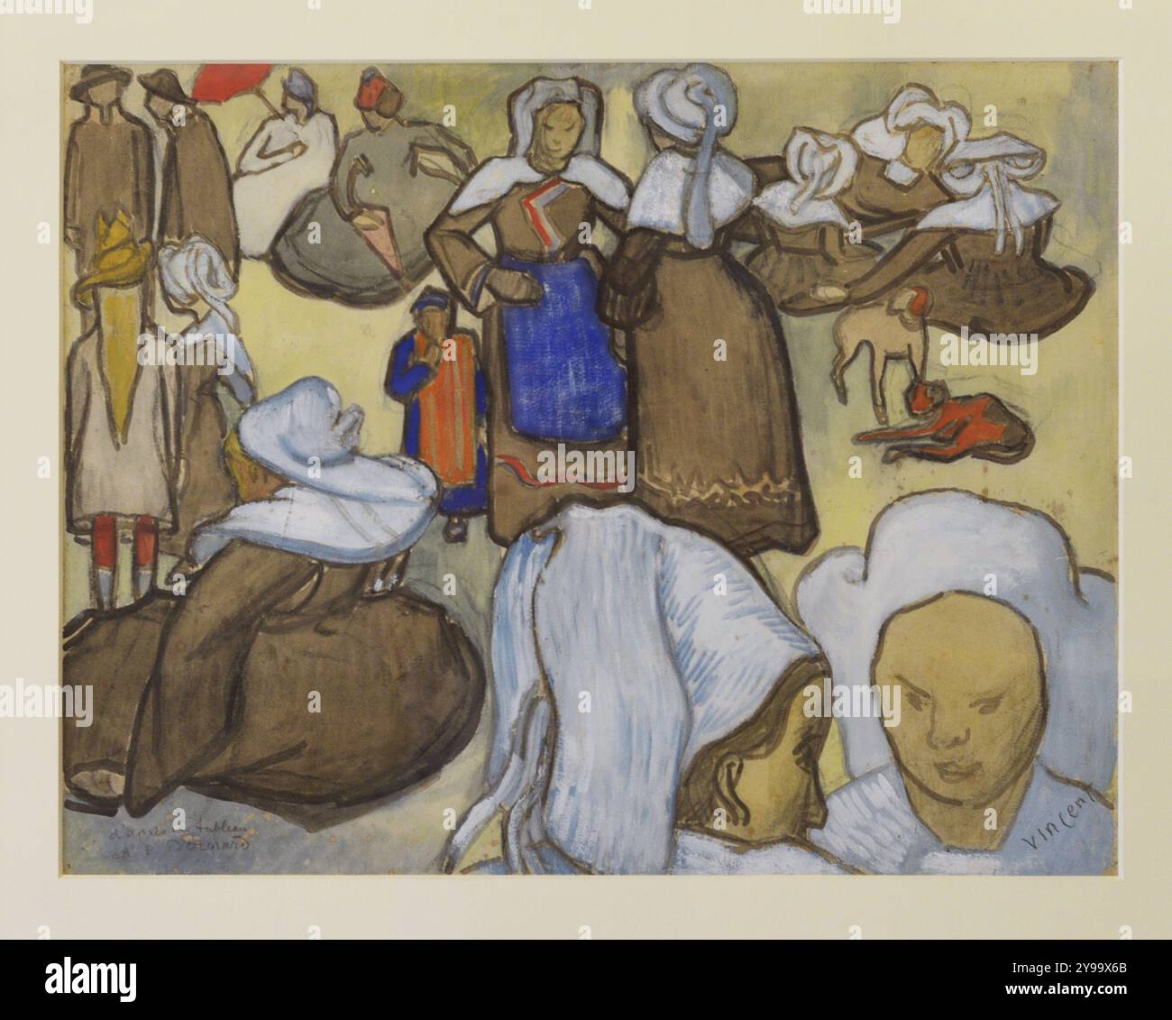 Vincent van Gogh (1853-1890). Niederländischer Maler. Les bretons et le pardon de Pont Aven (bretonische Frauen und die Begnadigung von Pont-Aven), ca. 1888. Aquarell. Moderne Kunstgalerie. Mailand. Italien. Stockfoto