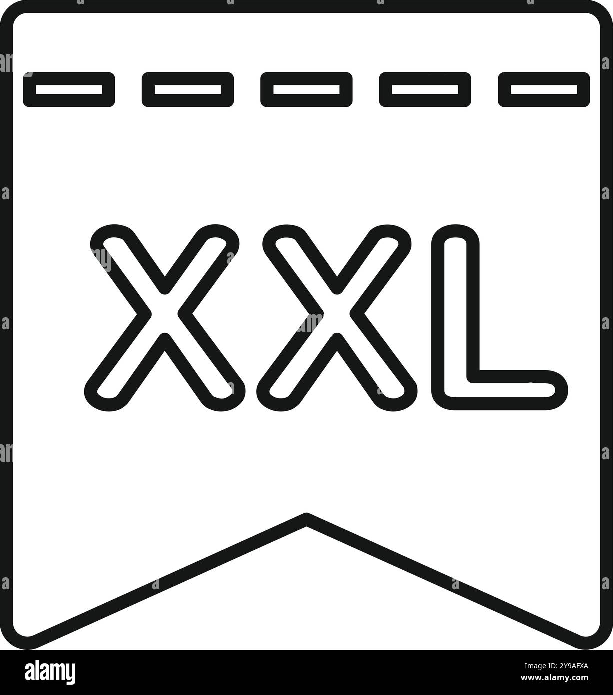 Lesezeichen-Symbol, das die xxl-Bekleidungsgröße darstellt und besonders groß ist Stock Vektor