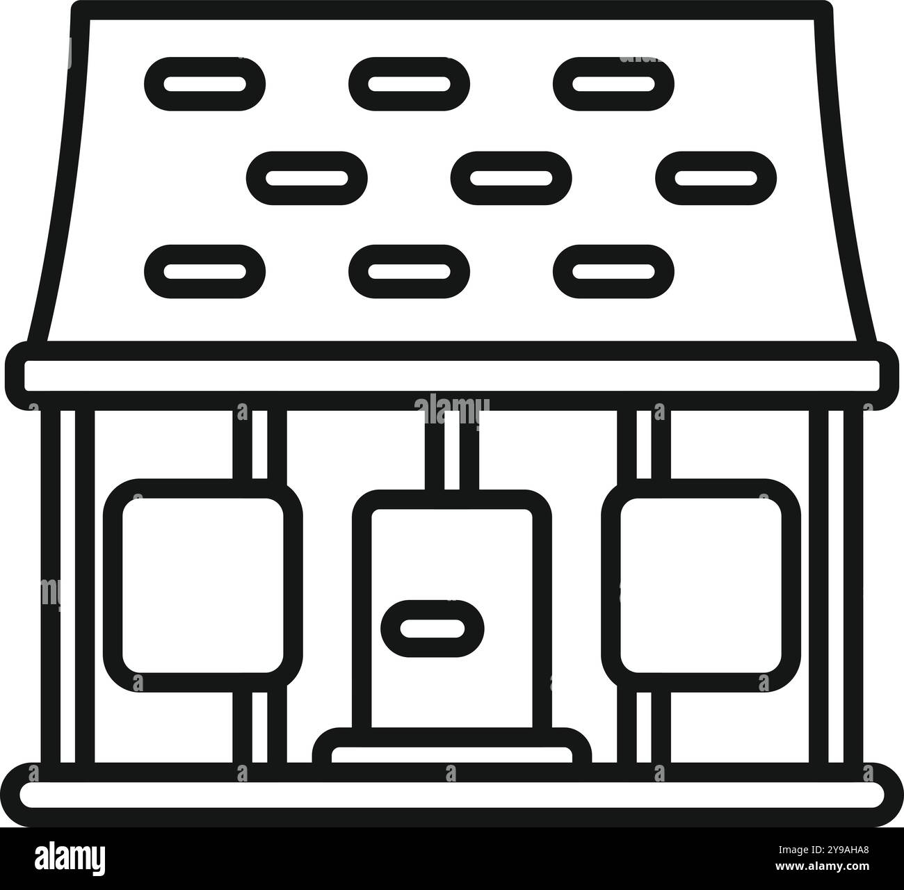 Einfaches Symbol einer solarbetriebenen Ladestation, die nachhaltige Energie für Elektroautos bereitstellt Stock Vektor