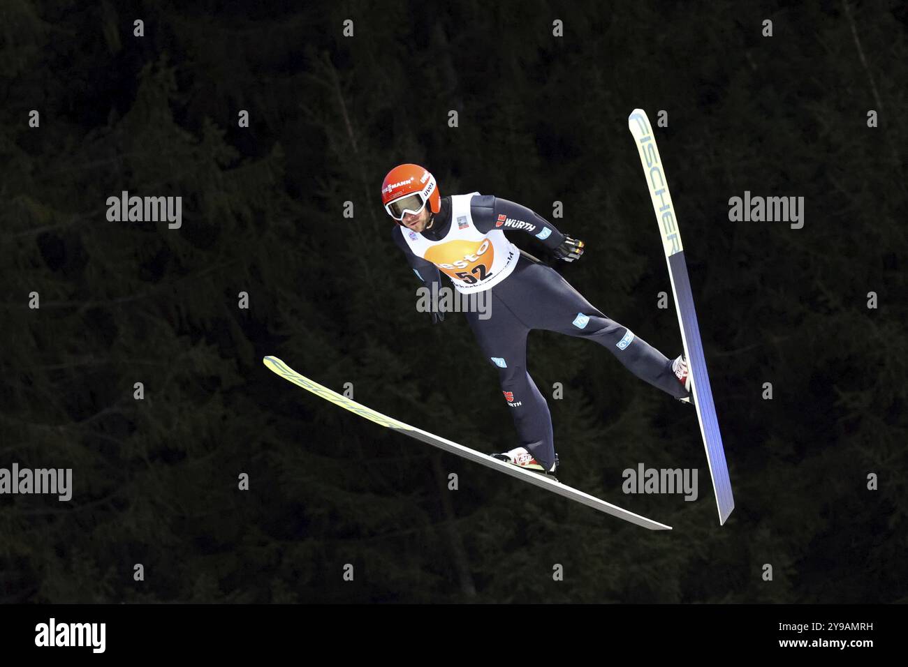 Markus Eisenbichler (TSV Siegsdorf) während des Trainings für die FIS Skispringen-Weltmeisterschaft Neustadt Stockfoto
