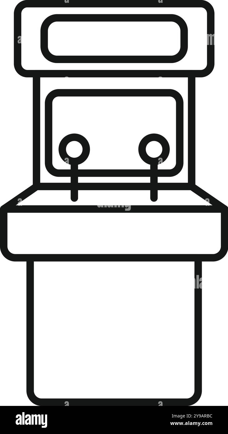 Einfache Line Art-Ikone einer Retro-Arcade-Spielmaschine, die Spieler zu einem nostalgischen Spielerlebnis einlädt Stock Vektor