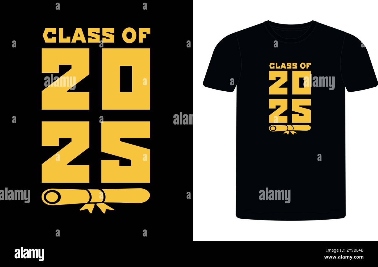 Senior Class von 2025 T-Shirt Design, High School oder College Abschluss Veranstaltung oder Party T-Shirt Design, Abschluss T-Shirt Design. Stock Vektor