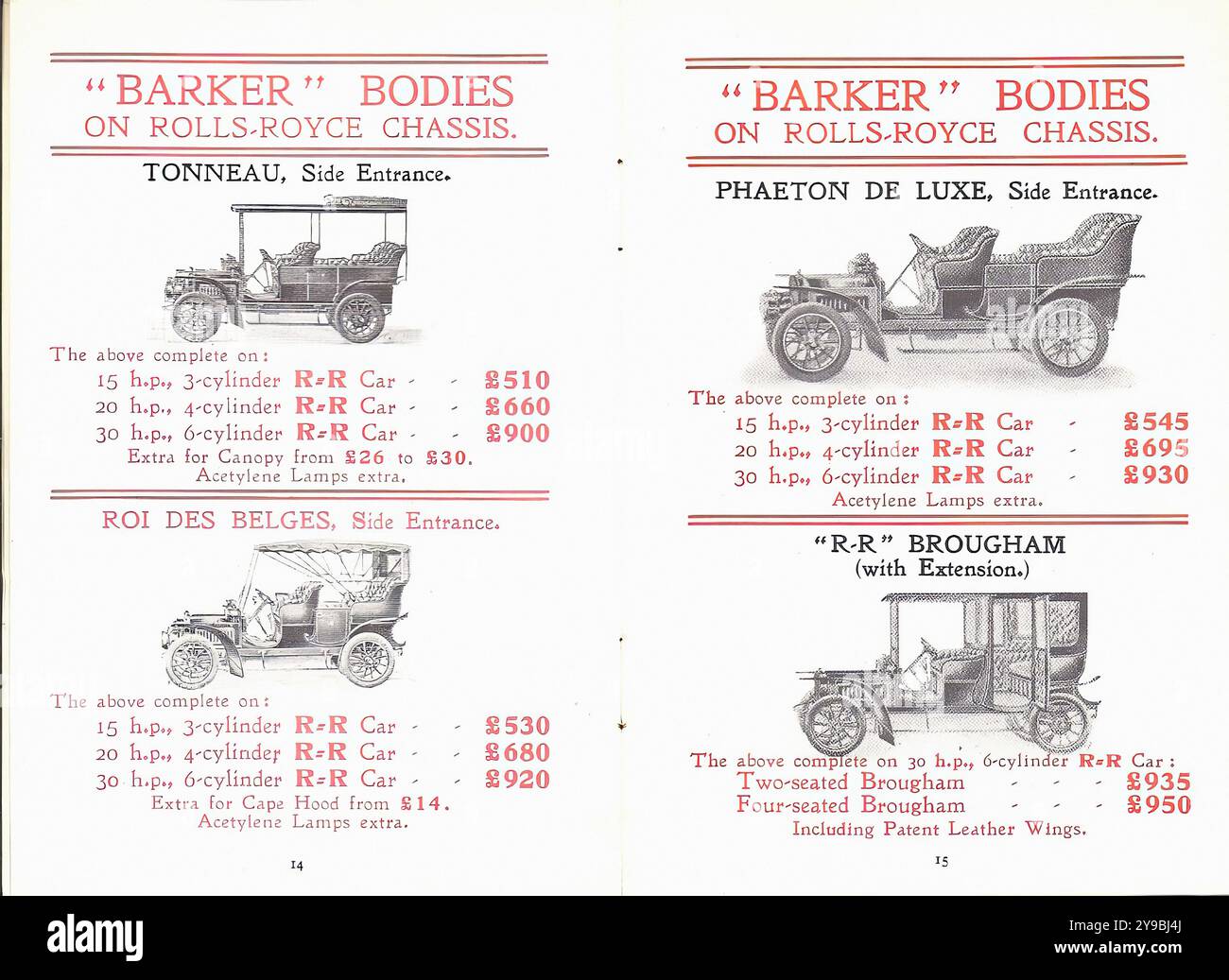 1905 Rolls-Royce-Broschüre 0006 - Werbung für Vintage-Presse-Autos Stockfoto