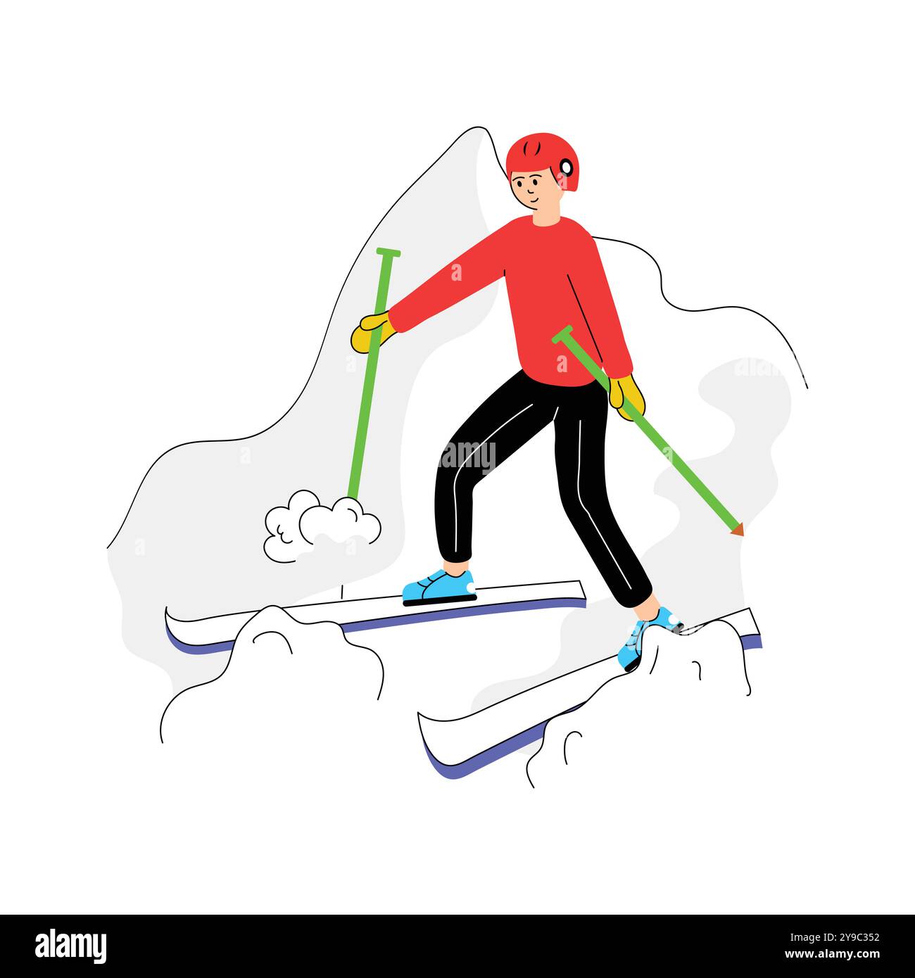 Biathlon Ski, Winterwettbewerb, Biathlon fla Illustration Stock Vektor