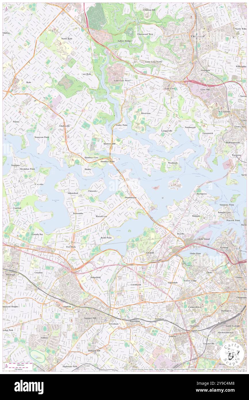 Drummoyne Oval, , AU, Australien, New South Wales, s 33 50' 54''', N 151 9' 4'', Karte, Cartascapes Map, veröffentlicht 2024. Erkunden Sie Cartascapes, eine Karte, die die vielfältigen Landschaften, Kulturen und Ökosysteme der Erde enthüllt. Reisen Sie durch Zeit und Raum und entdecken Sie die Verflechtungen der Vergangenheit, Gegenwart und Zukunft unseres Planeten. Stockfoto