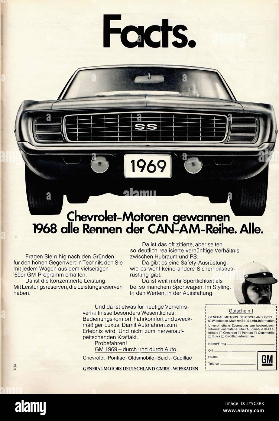 GM (1969) - Vintage German Press Car Advertising Stockfoto