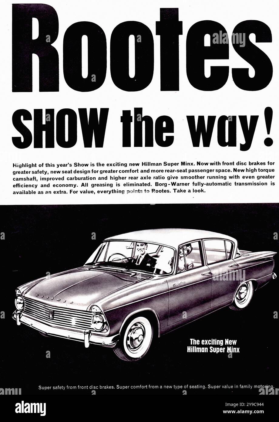 Hillman Super Minx (1962-63) - Werbung für Vintage-Pressesysteme Stockfoto