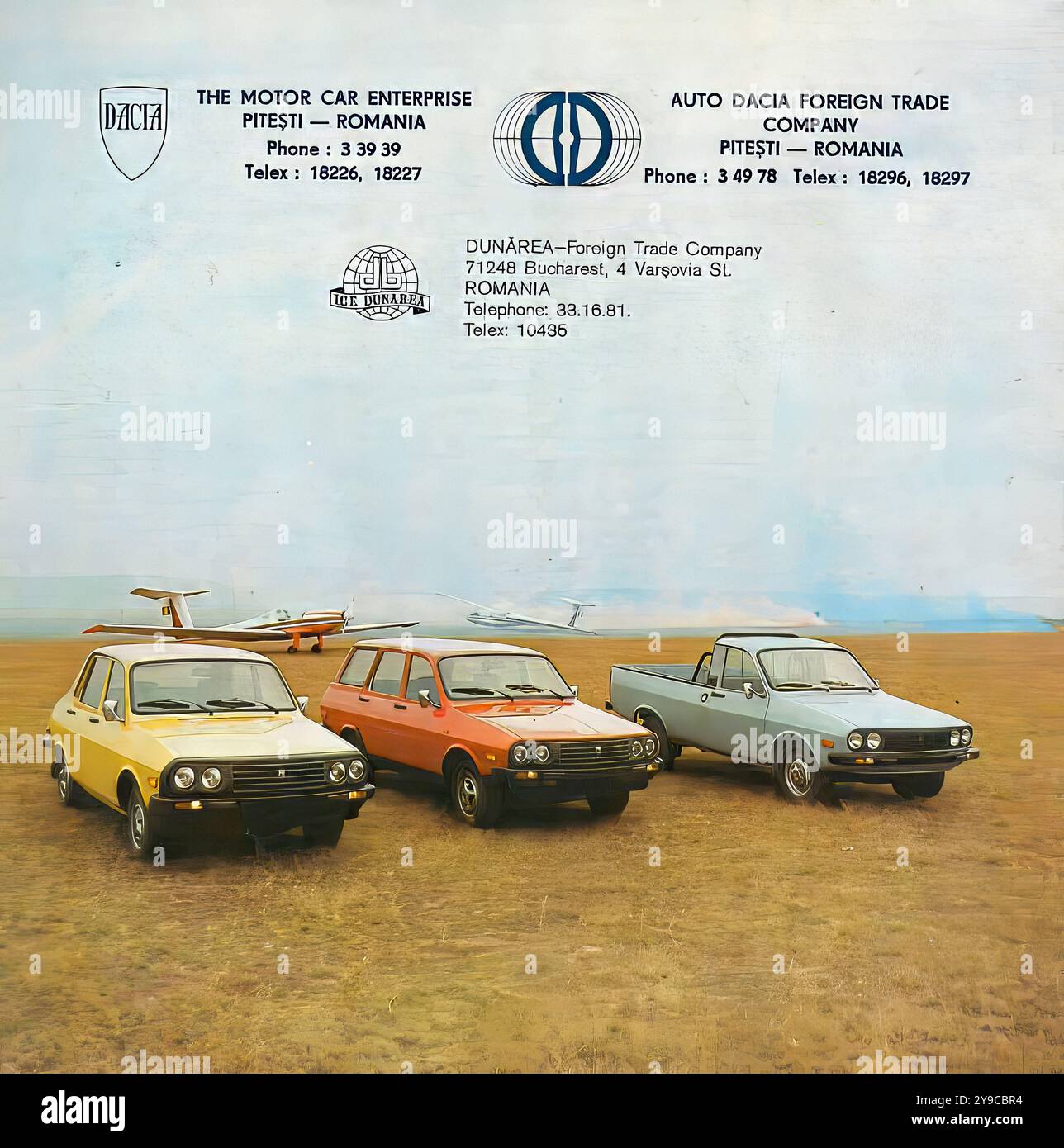 Ende der 80er Jahre Dacia - Werbung für Vintage-Pressesoftware Stockfoto