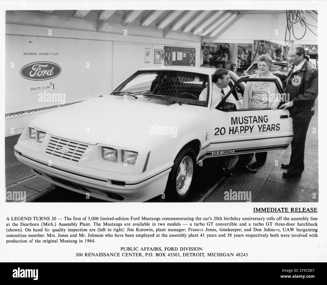 Mustang 1964 bis 1984 - Werbung für Oldtimerwagen Stockfoto