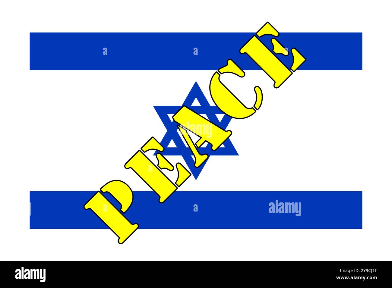 Die Flagge Israels ist ein Symbol für Identität und Hoffnung. Mit dem Stern Davids in seiner Mitte repräsentiert er die Suche nach Frieden. Das israelische Volk hat sich geflüchtet Stockfoto