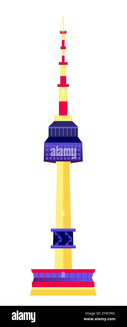 Seoul TV Tower – modernes, flaches Design mit Einzelbild Stock Vektor