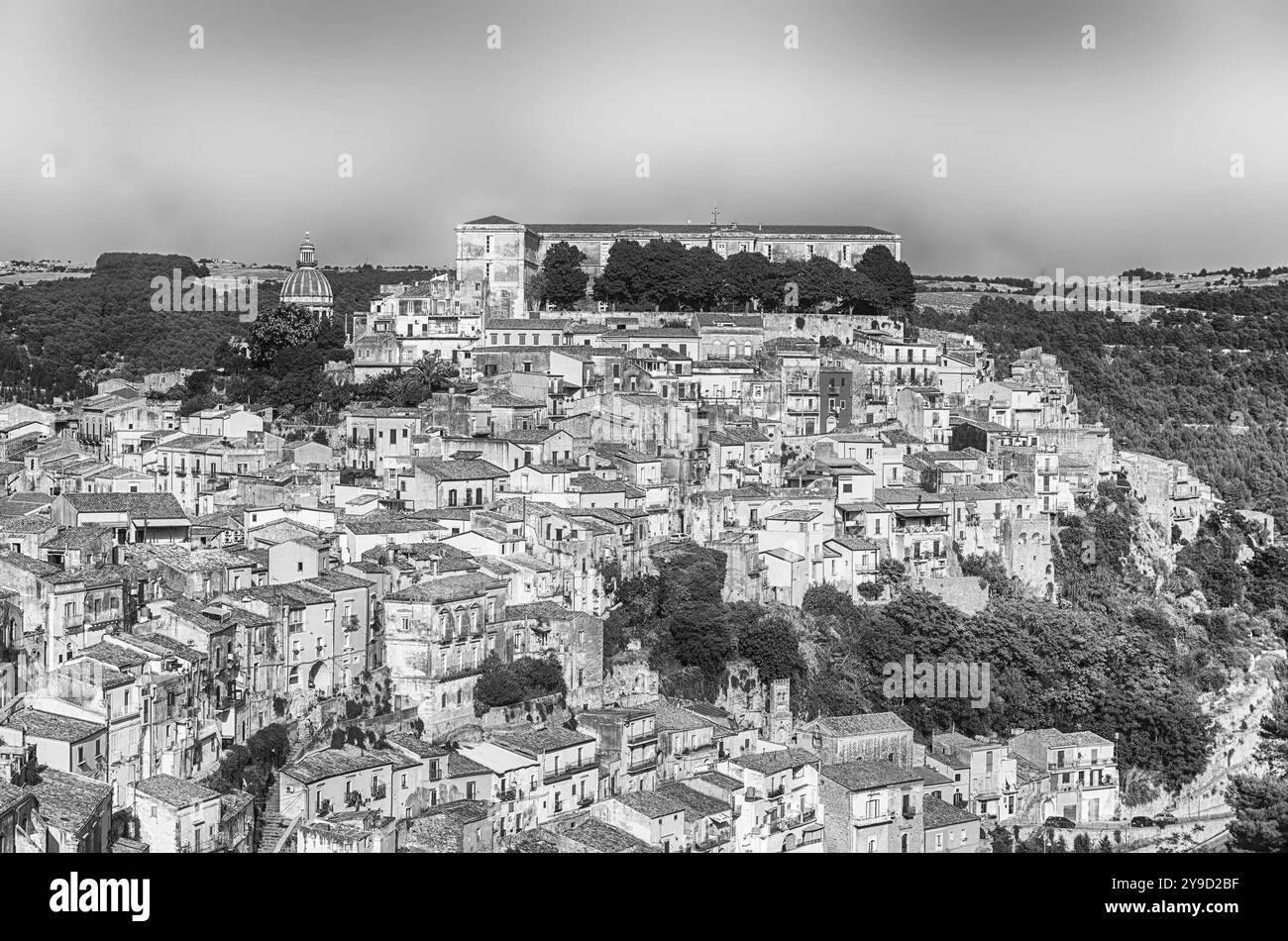 Panoramablick auf Ragusa Ibla, Heimat einer breiten Palette von barocker Architektur und malerischen unteren Stadtteil der Stadt Ragusa, Italien Stockfoto