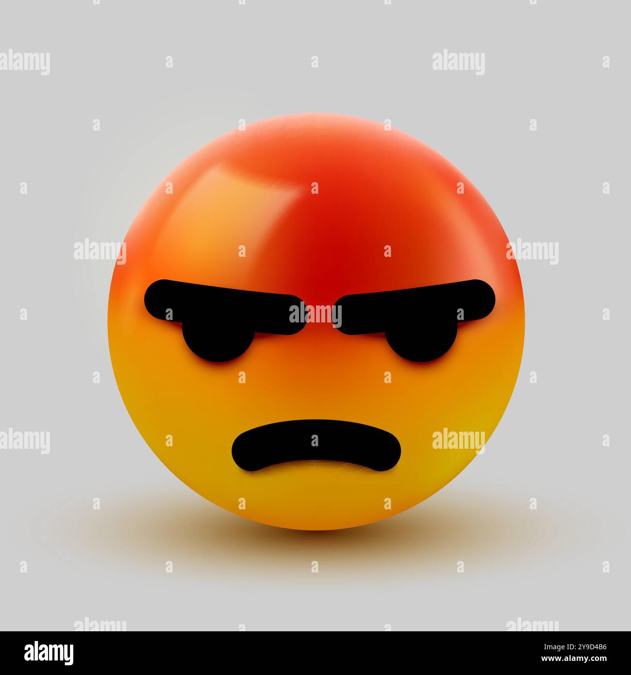 3D Angry, Mad Emoji-Zeichen. Emoticon Icon Design für soziale Netzwerke. Lächelndes Emoticon. Emoji, Smiley-Konzept. Vektordarstellung Stock Vektor