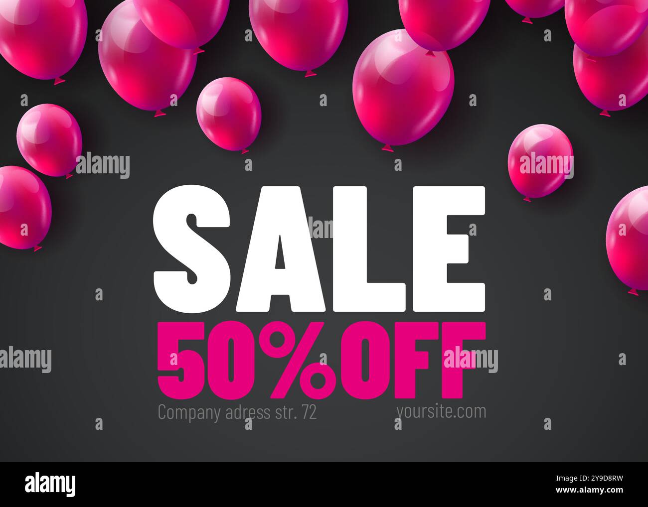 Black Friday Sale Poster mit glänzenden Ballons, isoliert auf schwarzem Hintergrund. Vektorabbildung. Stock Vektor