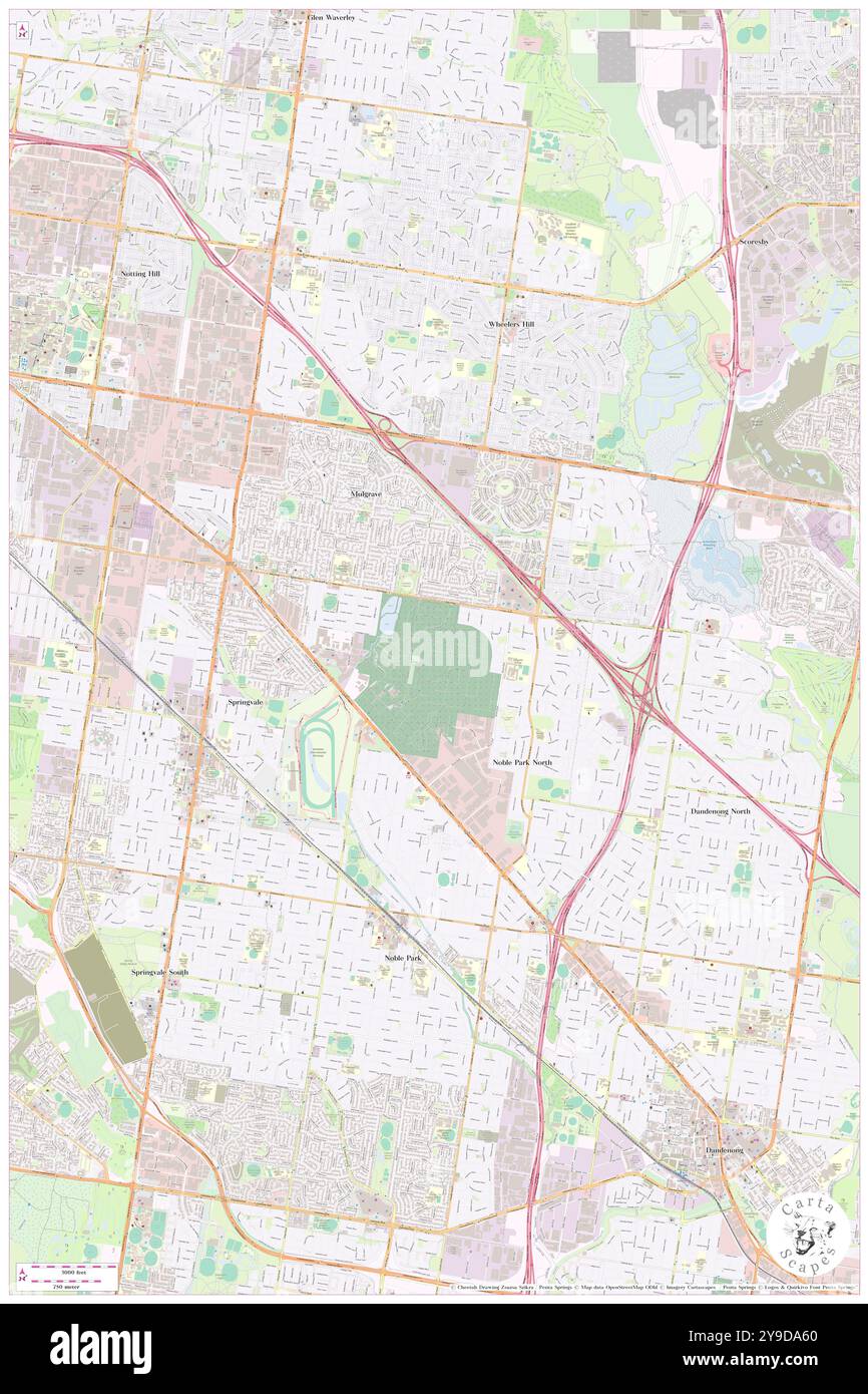 KREMATORIUM und FRIEDHOF SPRINGVALE, Greater Dandenong, AU, Australien, Victoria, s 37 56' 27'', N 145 10' 49'', Karte, Cartascapes Map, veröffentlicht 2024. Erkunden Sie Cartascapes, eine Karte, die die vielfältigen Landschaften, Kulturen und Ökosysteme der Erde enthüllt. Reisen Sie durch Zeit und Raum und entdecken Sie die Verflechtungen der Vergangenheit, Gegenwart und Zukunft unseres Planeten. Stockfoto