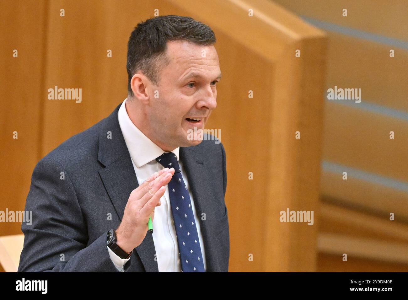 Edinburgh Schottland, Vereinigtes Königreich 10. Oktober 2024. Russell Findlay im schottischen Parlament für erste Ministerfragen. Credit sst/alamy Live News Stockfoto Edinburgh Schottland, Vereinigtes Königreich 10. Oktober 2024. Russell Findlay im schottischen Parlament für erste Ministerfragen. Credit sst/alamy Live News Stockfoto