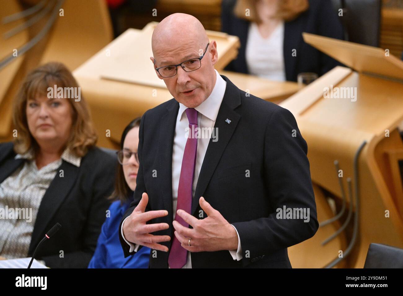 Edinburgh Schottland, Vereinigtes Königreich 10. Oktober 2024. Erster Minister John Swinney im schottischen Parlament für erste Ministerfragen. Credit sst/alamy Live News Stockfoto Edinburgh Schottland, Vereinigtes Königreich 10. Oktober 2024. Erster Minister John Swinney im schottischen Parlament für erste Ministerfragen. Credit sst/alamy Live News Stockfoto