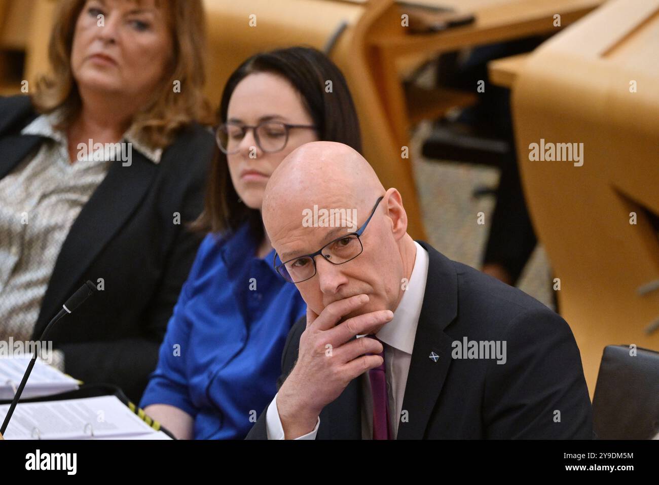 Edinburgh Schottland, Vereinigtes Königreich 10. Oktober 2024. Erster Minister John Swinney im schottischen Parlament für erste Ministerfragen. Credit sst/alamy Live News Stockfoto Edinburgh Schottland, Vereinigtes Königreich 10. Oktober 2024. Erster Minister John Swinney im schottischen Parlament für erste Ministerfragen. Credit sst/alamy Live News Stockfoto