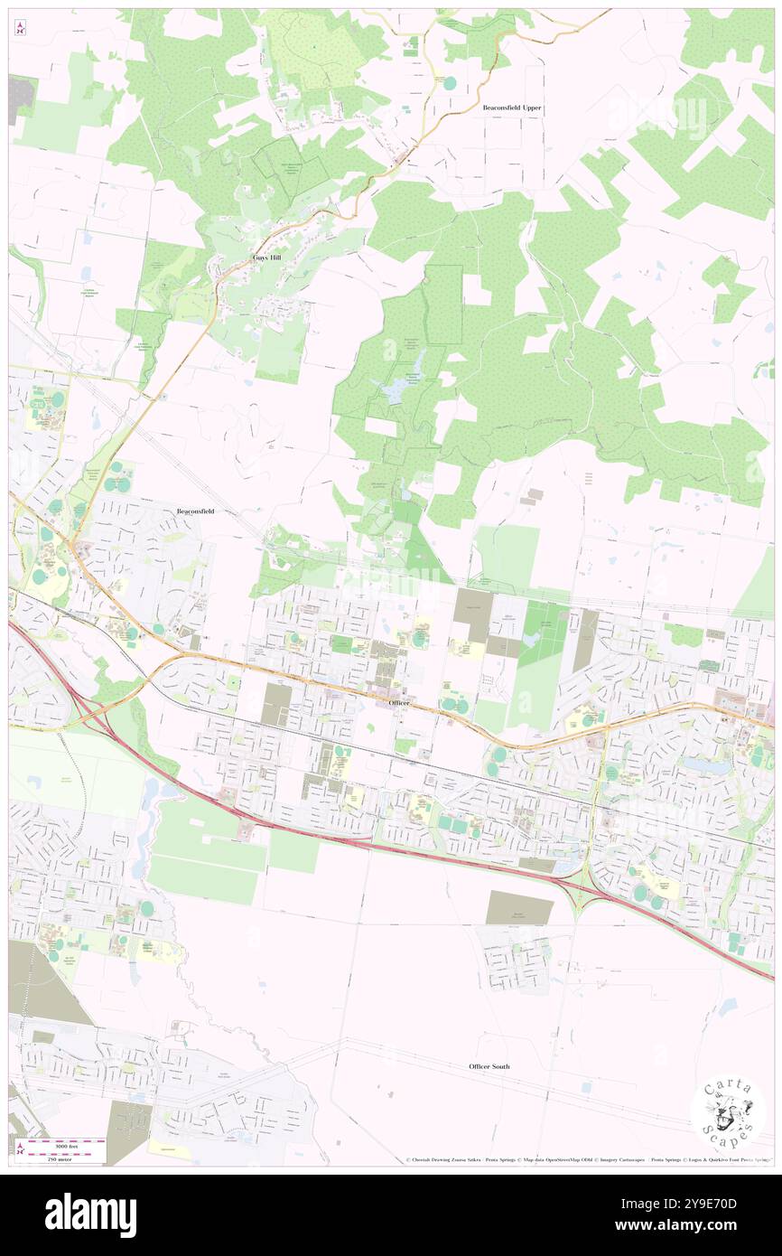 Officer, Cardinia, AU, Australien, Victoria, s 38 3' 32'', N 145 24' 34'', Karte, Cartascapes Map, veröffentlicht 2024. Erkunden Sie Cartascapes, eine Karte, die die vielfältigen Landschaften, Kulturen und Ökosysteme der Erde enthüllt. Reisen Sie durch Zeit und Raum und entdecken Sie die Verflechtungen der Vergangenheit, Gegenwart und Zukunft unseres Planeten. Stockfoto