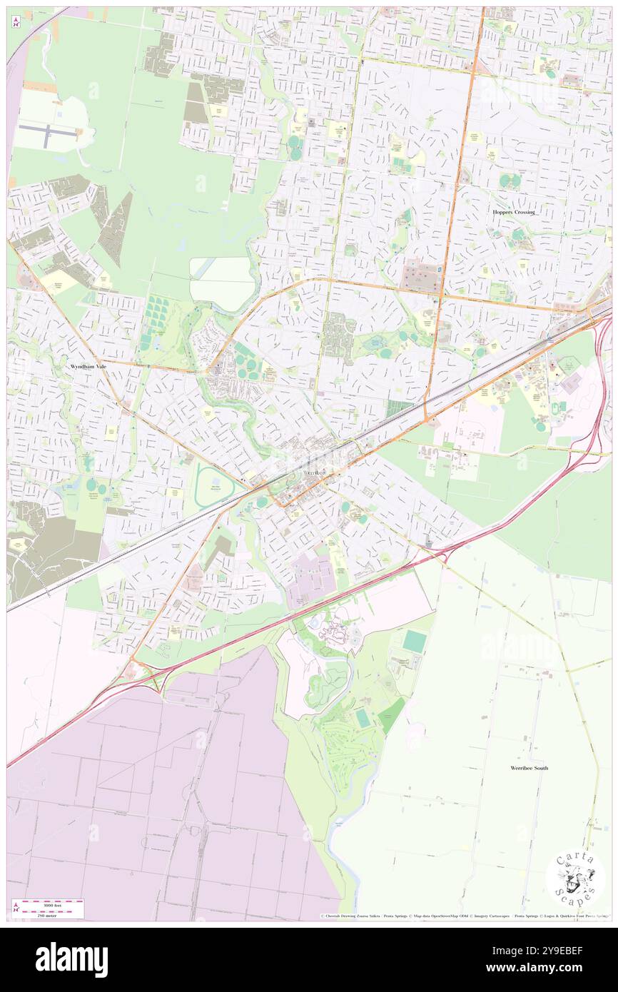 Werribee Station, Wyndham, AU, Australien, Victoria, s 37 53' 58'', N 144 39' 39'', Karte, Cartascapes Map, veröffentlicht 2024. Erkunden Sie Cartascapes, eine Karte, die die vielfältigen Landschaften, Kulturen und Ökosysteme der Erde enthüllt. Reisen Sie durch Zeit und Raum und entdecken Sie die Verflechtungen der Vergangenheit, Gegenwart und Zukunft unseres Planeten. Stockfoto