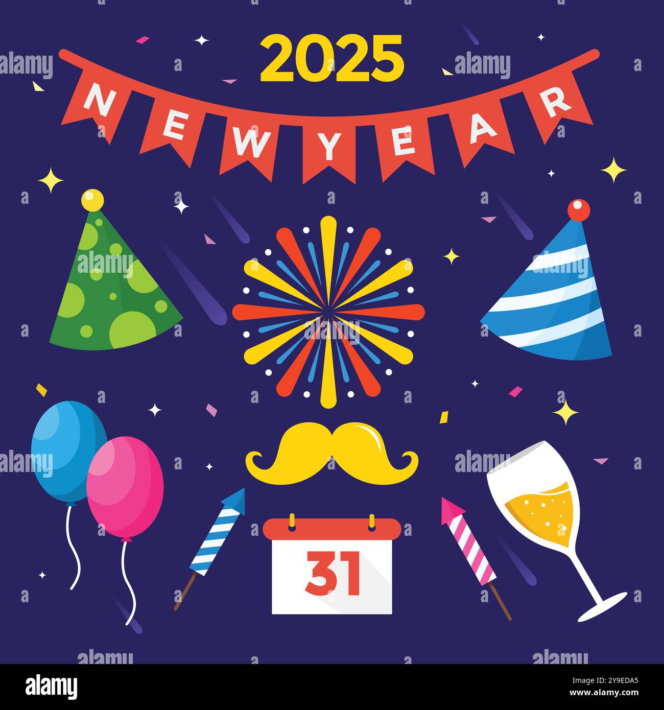 Kollektion 2025 des Neujahrsfestes Stock Vektor