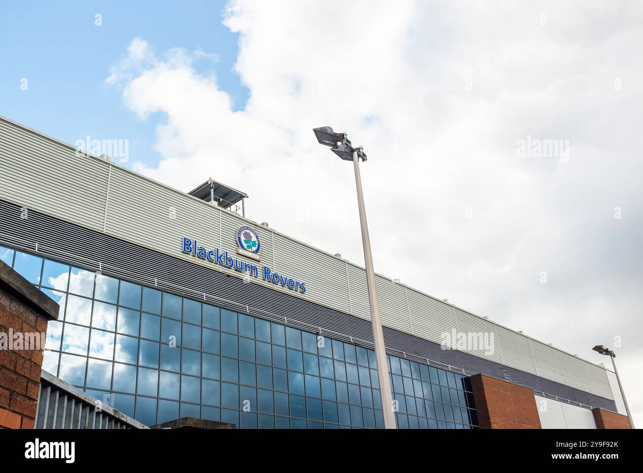 Ewood Park, Blackburn, Lancashire, Großbritannien. Heimstadion eines der Gründungsmitglieder der Fußballliga Blackburn Rovers Football Club. Wagenheber-Ständer Stockfoto