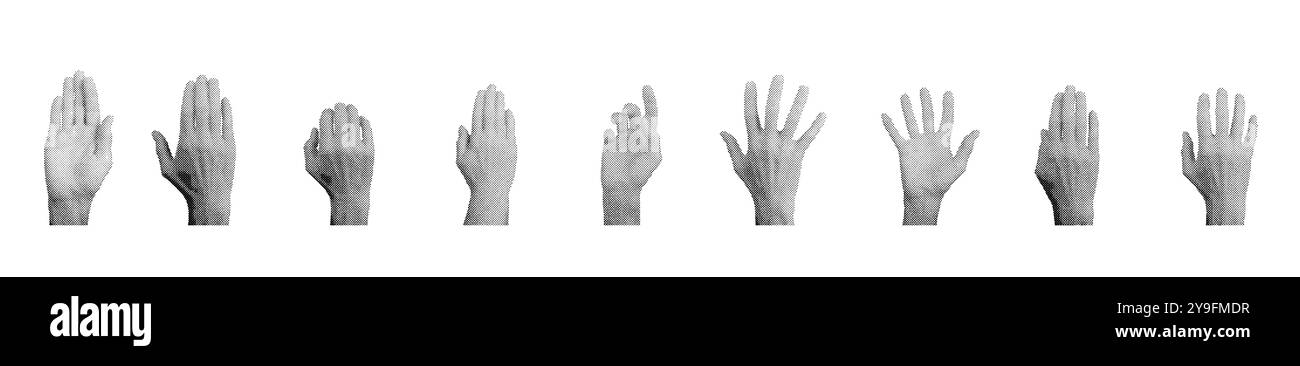 Handgesten, Handballenset. Rastervektor isoliert auf weißem Hintergrund. Stock Vektor