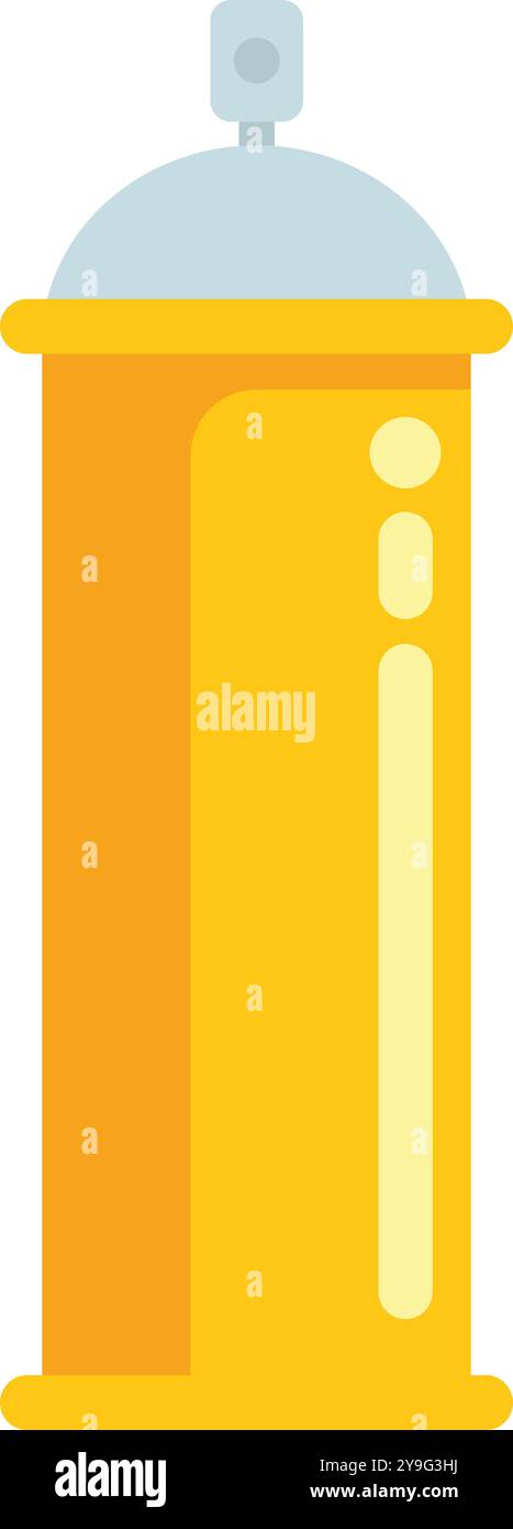 Hellgelbe Sprühfarbe kann aufrecht stehen und zeigt ein Werkzeug, das für Kunst, Graffiti und verschiedene kreative Projekte verwendet wird Stock Vektor