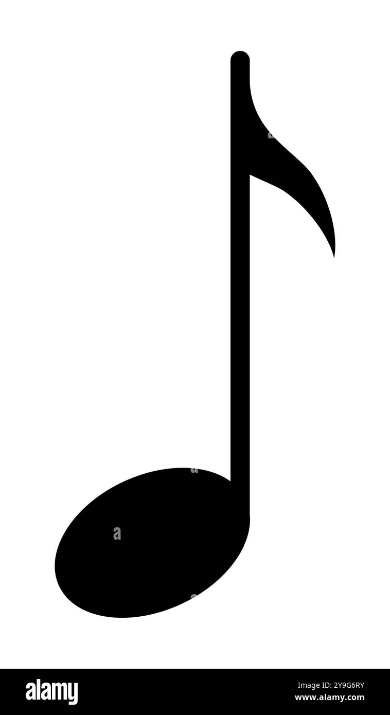 Musiknote, Schwarzweiß-Illustration des Musiksymbols Stock Vektor