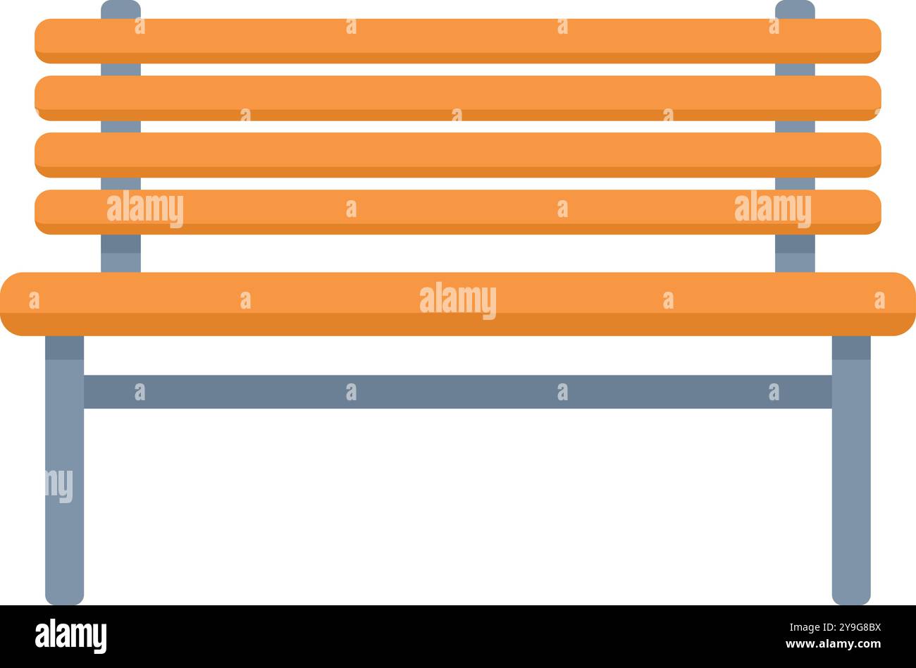 Klassische Holzbank mit Metallfuß, perfekt für Entspannungskonzepte, Parks oder öffentliche Bereiche Stock Vektor