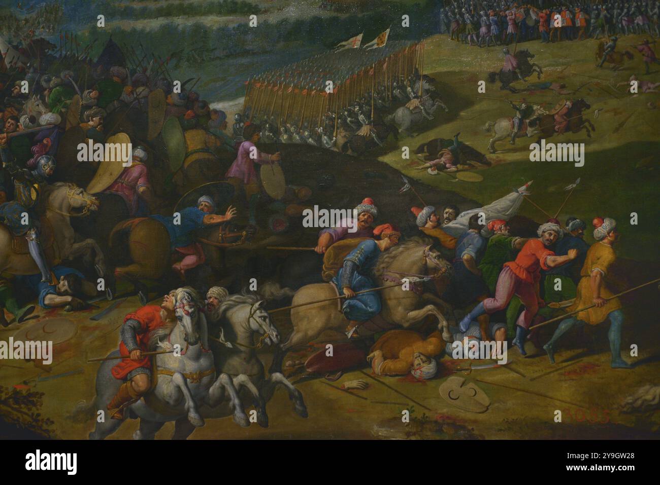 Vicente Carducho (1576-1638). Italienischer Maler, der seine künstlerische Tätigkeit in Spanien entwickelte. „Die Eroberung von Antequera“. Öl auf Leinwand (141 x 407 cm), 1602. Details. Armeemuseum. Toledo, Spanien. (Leihgabe, Prado Museum, Madrid, Spanien). Stockfoto