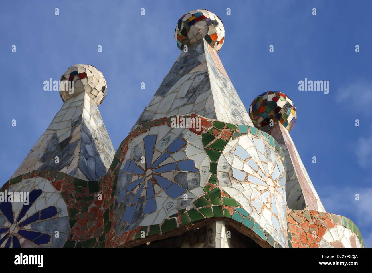 Abstrakte Nahaufnahmen von Casa Batllo, Barcelona, Spanien Stockfoto