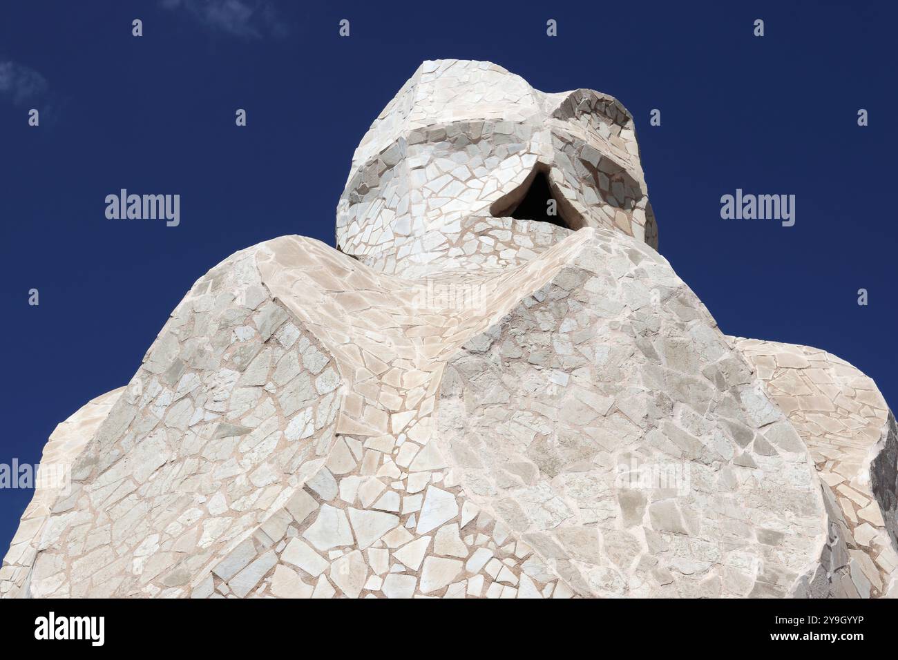 Details und abstrakte Nahaufnahmen von Casa Mila (La Pedrera), Barcelona, Spanien Stockfoto