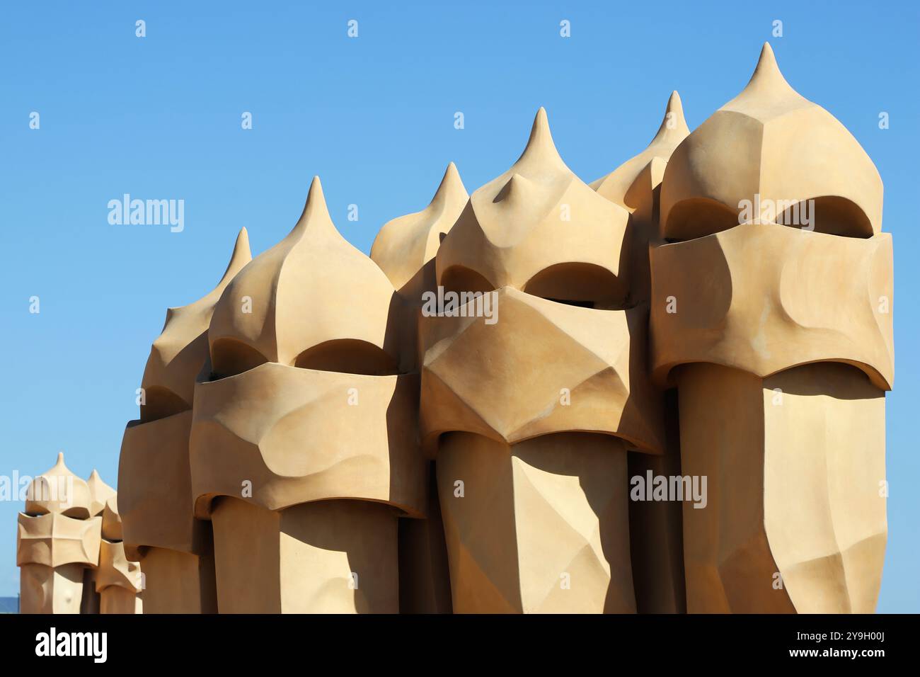 Details und abstrakte Nahaufnahmen von Casa Mila (La Pedrera), Barcelona, Spanien Stockfoto