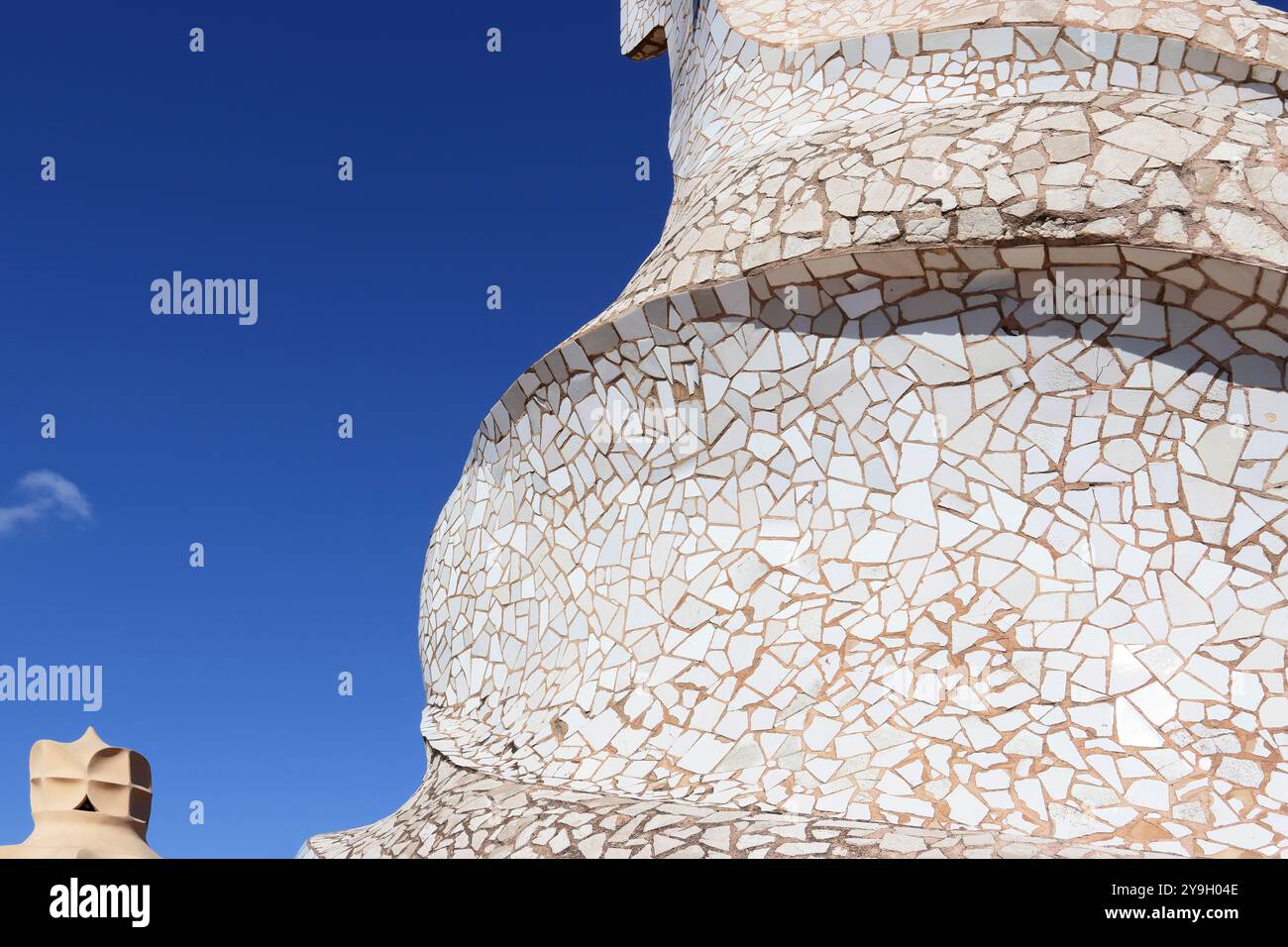 Details und abstrakte Nahaufnahmen von Casa Mila (La Pedrera), Barcelona, Spanien Stockfoto