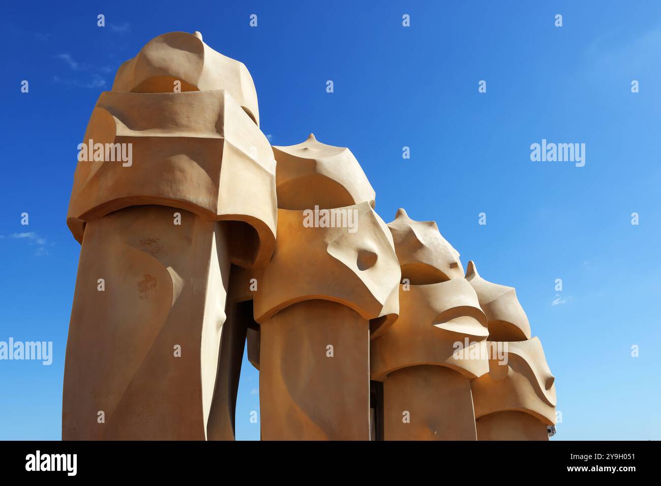 Details und abstrakte Nahaufnahmen von Casa Mila (La Pedrera), Barcelona, Spanien Stockfoto