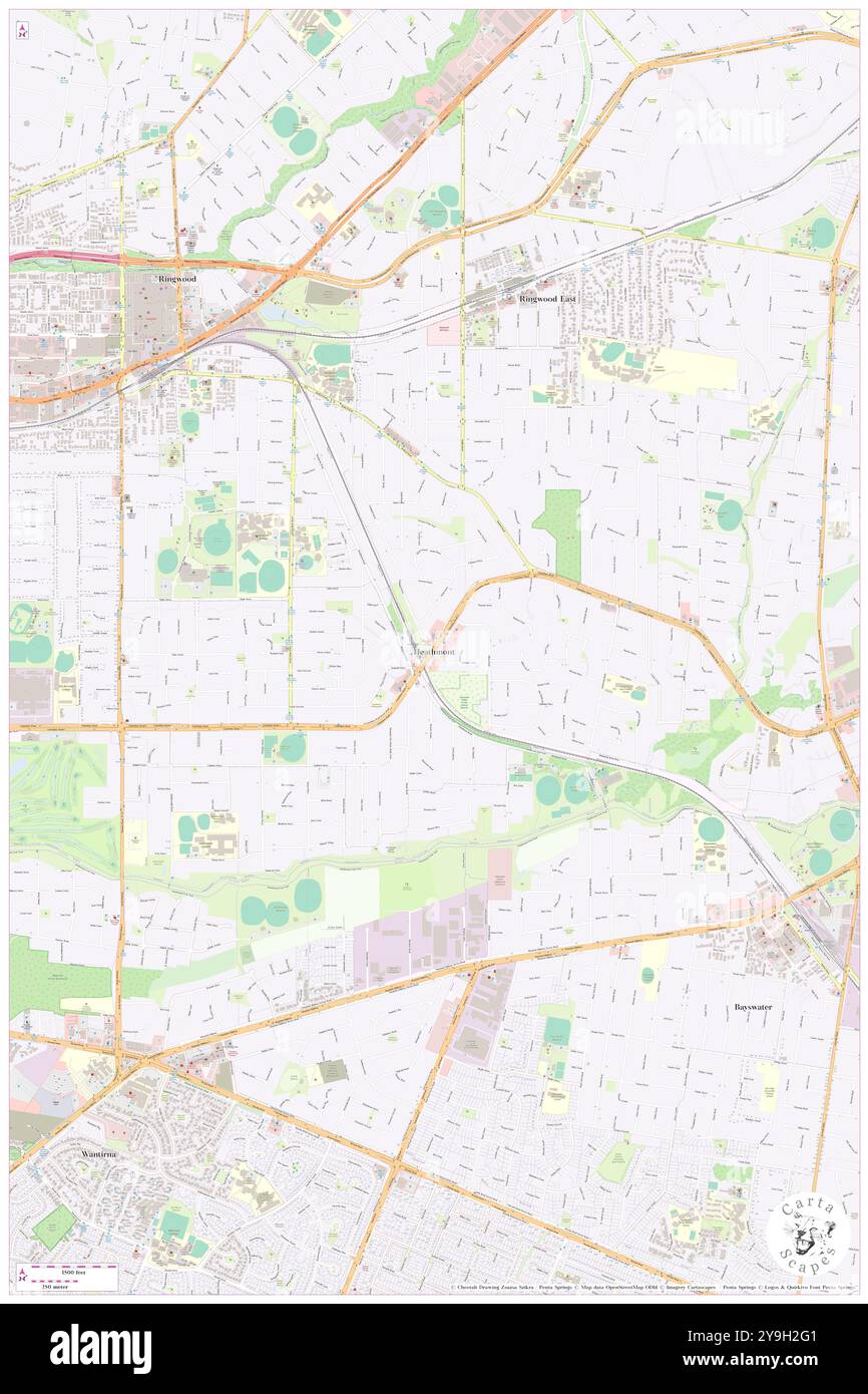 Heathmont, Maroondah, AU, Australien, Victoria, s 37 49' 41'', N 145 14' 40'', Karte, Cartascapes Map, veröffentlicht 2024. Erkunden Sie Cartascapes, eine Karte, die die vielfältigen Landschaften, Kulturen und Ökosysteme der Erde enthüllt. Reisen Sie durch Zeit und Raum und entdecken Sie die Verflechtungen der Vergangenheit, Gegenwart und Zukunft unseres Planeten. Stockfoto