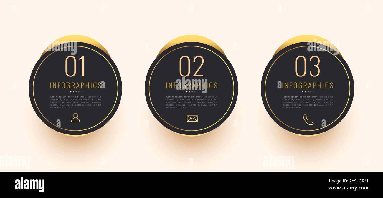 Infografik-Banner mit drei Kategorien für Premium-Präsentationsvektoren Stock Vektor